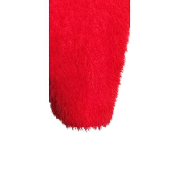 4171) Bar III Red Fuzzy Slightly Cropped Pullover Nylon Sweater Large - Picture 5 of 8